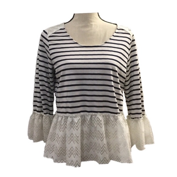 PRIMROSE Tops - Half Lace Long Sleeves Top